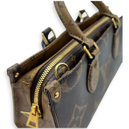 Louis Vuitton OnTheGo Tote Bag East West Brown in Monogram Coated Canvas, Gold hardware_8