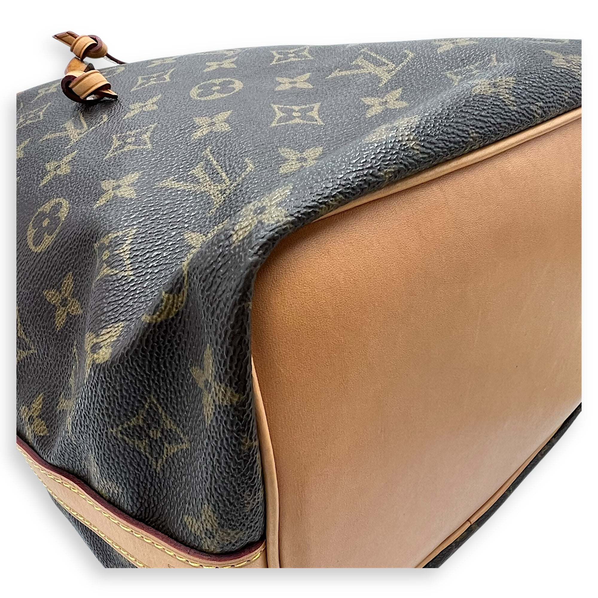 Louis Vuitton Noe Bucket Bag Petite Brown in Monogram Coated Canvas, Gold hardware_8