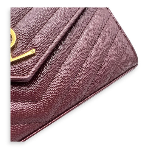 Saint Laurent Cassandre Red Wallet On Chain in Calfskin, Gold hardware_8