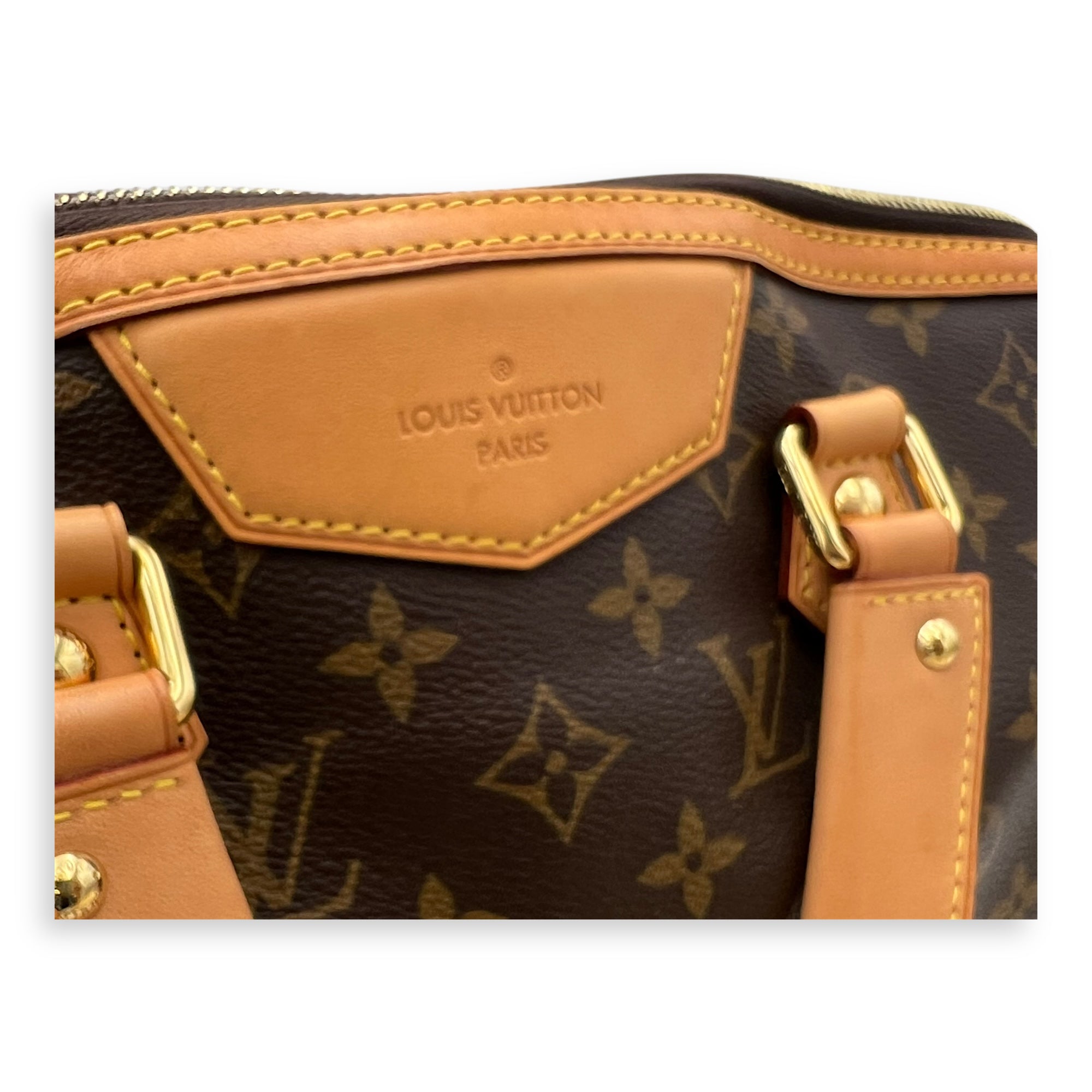 Louis Vuitton Retiro PM Brown Top Handle Bag in Monogram Coated Canvas, Gold hardware_8