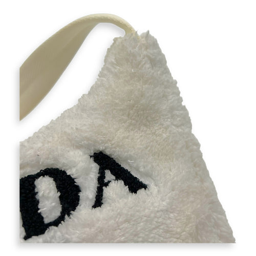 Prada Logo Shoulder Bag White in Wool, Silver hardware_8