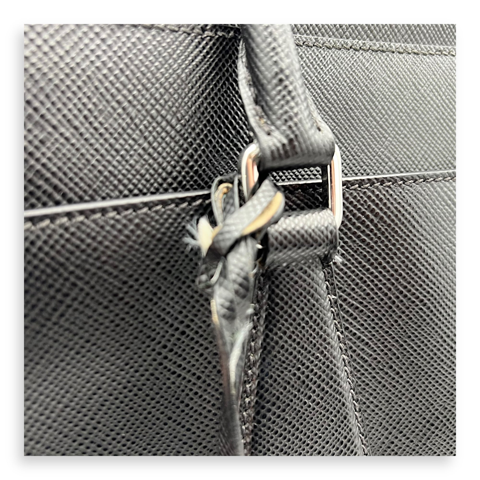 Prada Logo Black Briefcase in Saffiano Leather, Silver hardware_8