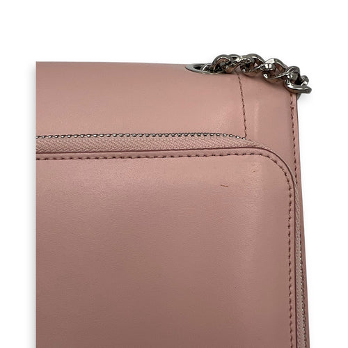 Salvatore Ferragamo Vara Bow Crossbody Bag Pink in Calfskin, Silver hardware_8