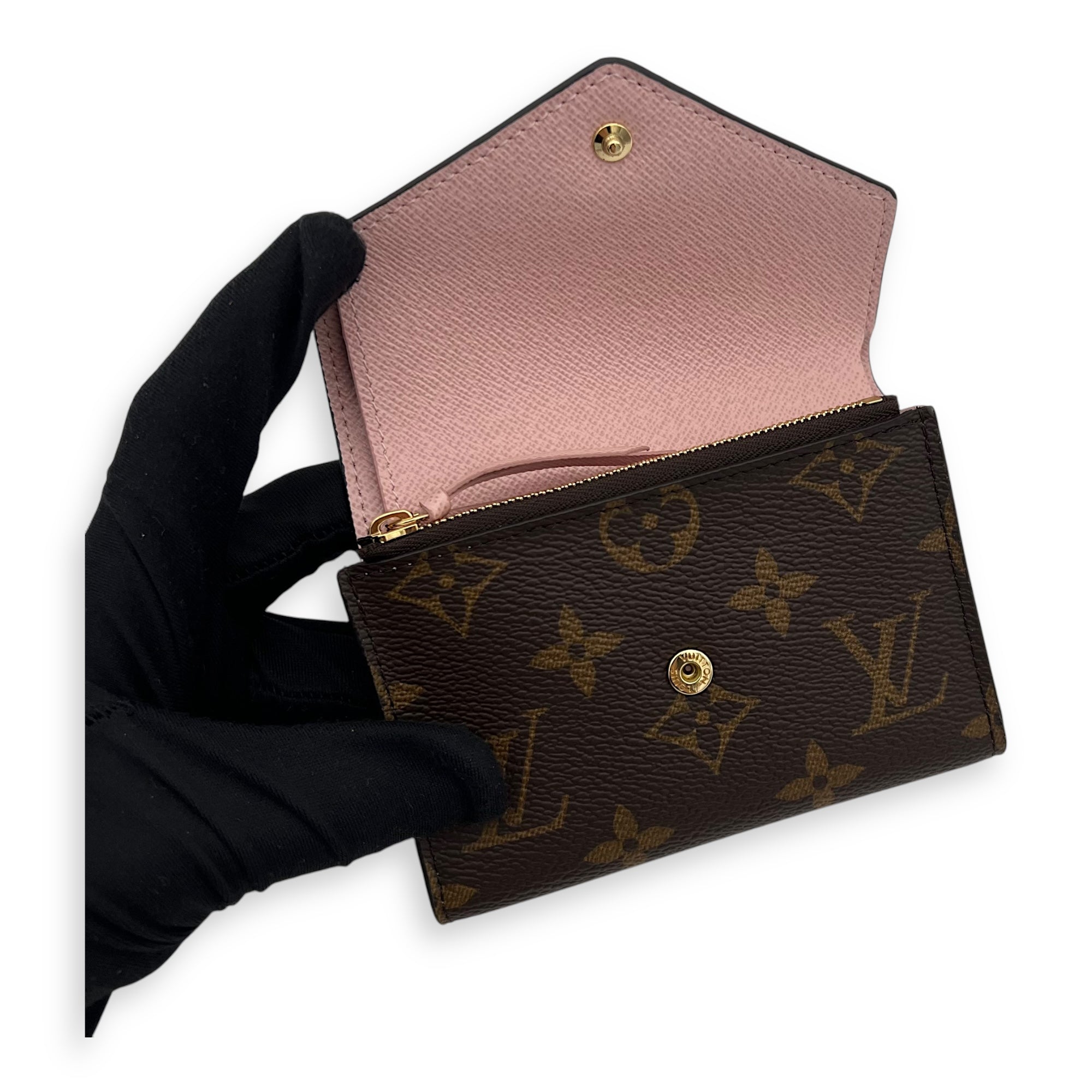 Louis Vuitton Victorine Wallet Brown in Monogram Coated Canvas, Gold hardware_9