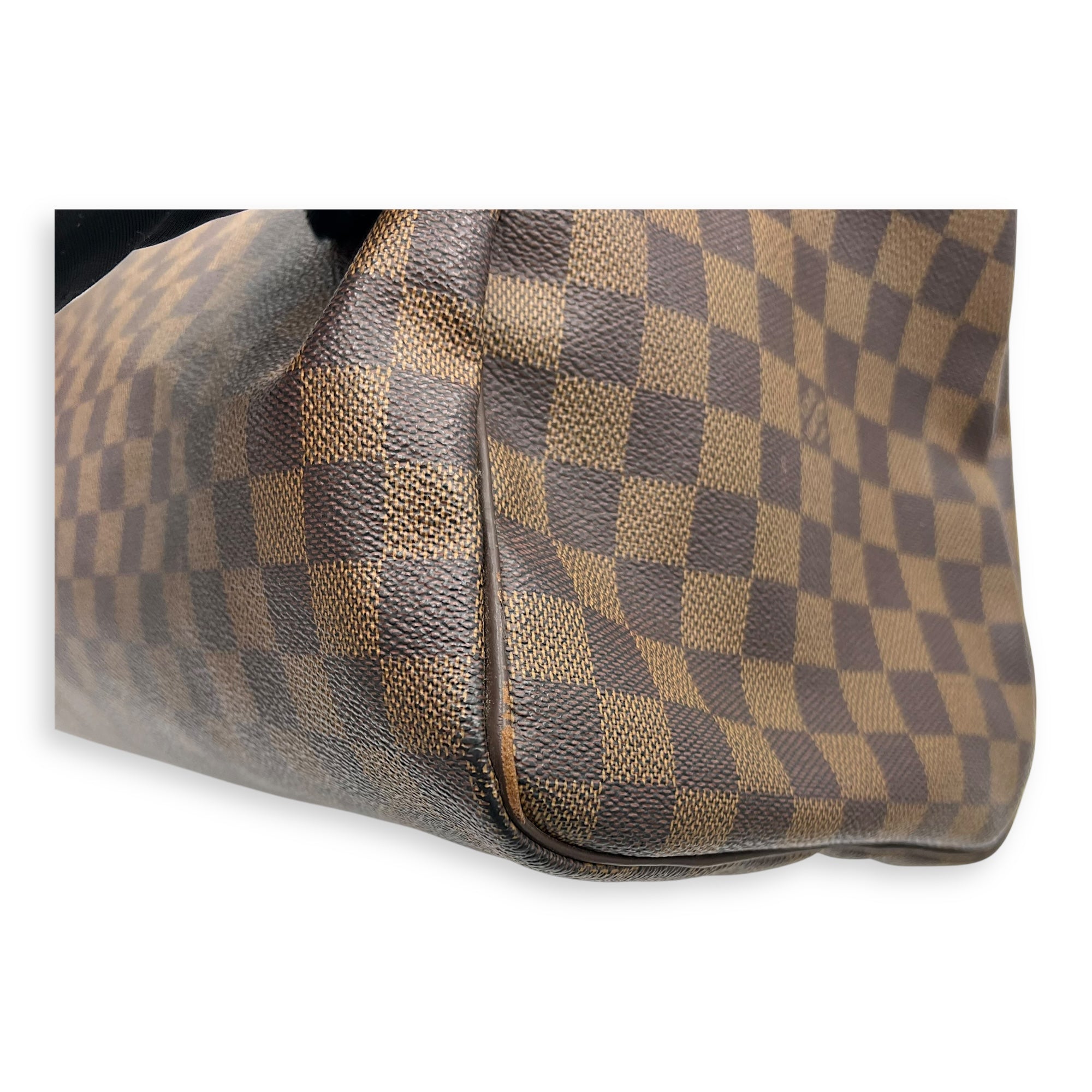 Louis Vuitton Speedy Top Handle Bag 35 Damier Ebene in Coated Canvas, Gold hardware_10