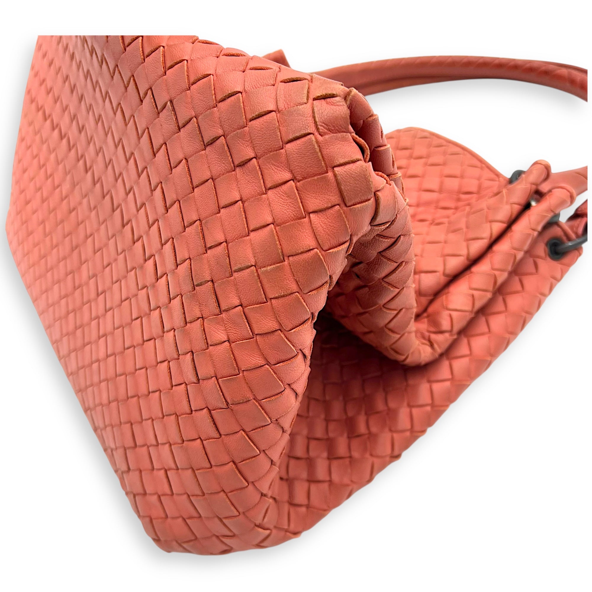 Bottega Veneta Hobo Top Handle Bag Pink in Lambskin, Gunmetal hardware_9