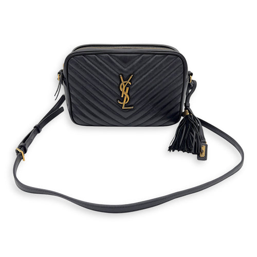 Saint Laurent Camera Crossbody Bag Medium Black in Calfskin, Gold hardware_4