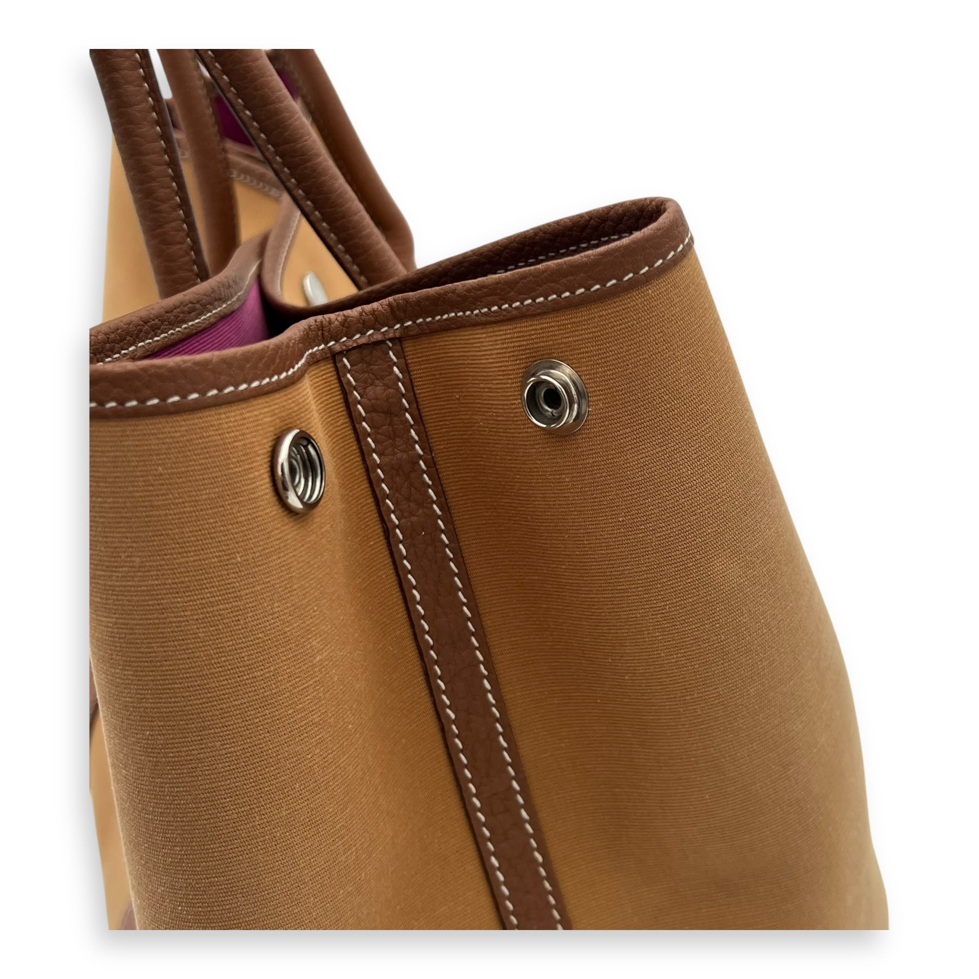 Hermès Garden Party 36 Brown Top Handle Bag in Canvas, Palladium hardware_8