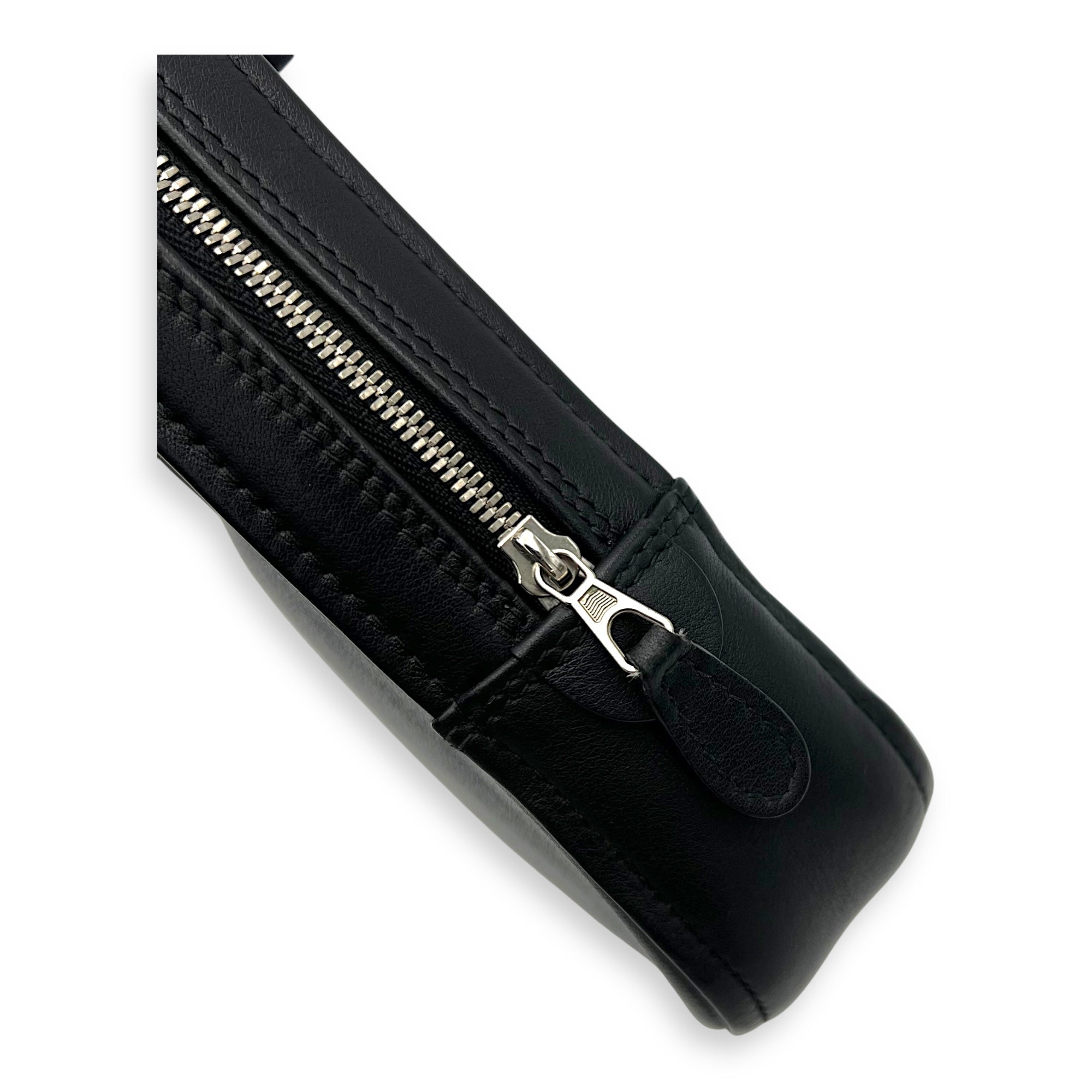 Balenciaga Logo Pouch Black in Calfskin, Silver hardware_8