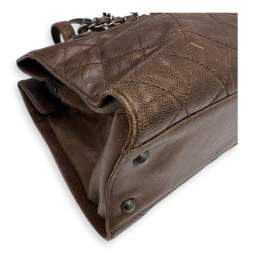 Chanel Two-way Brown Top Handle Bag in Caviar Leather, Ruthenium hardware_12