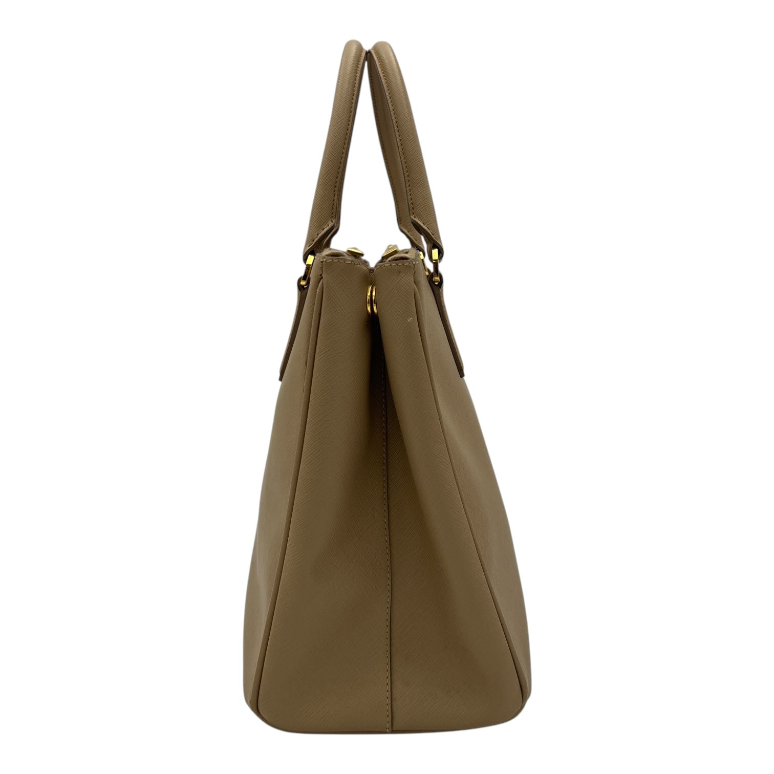 Prada Galleria Top Handle Bag Beige in Saffiano Leather, Gold hardware_4