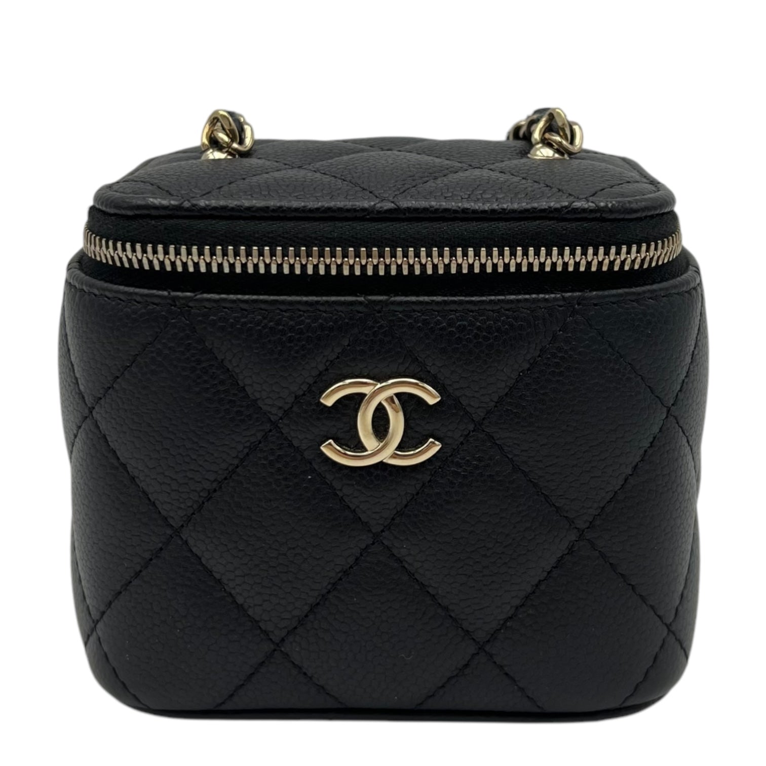 Chanel Vanity Crossbody Bag Black in Caviar Leather, Gold hardware_1