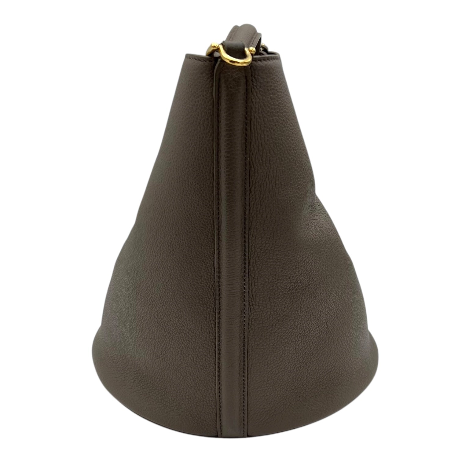 Celine Bucket 16 Brown Top Handle Bag in Calfskin, Gold hardware_4