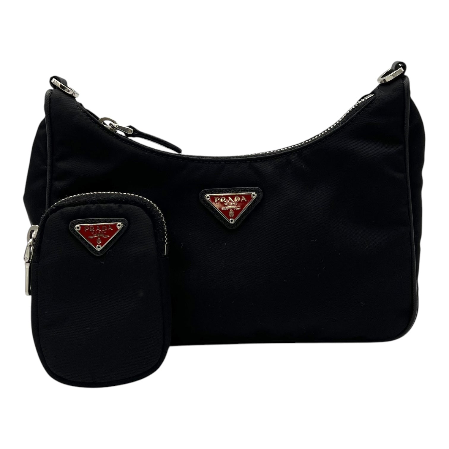 Prada Re-Nylon Crossbody Bag Black in Re-Nylon, Silver hardware_8