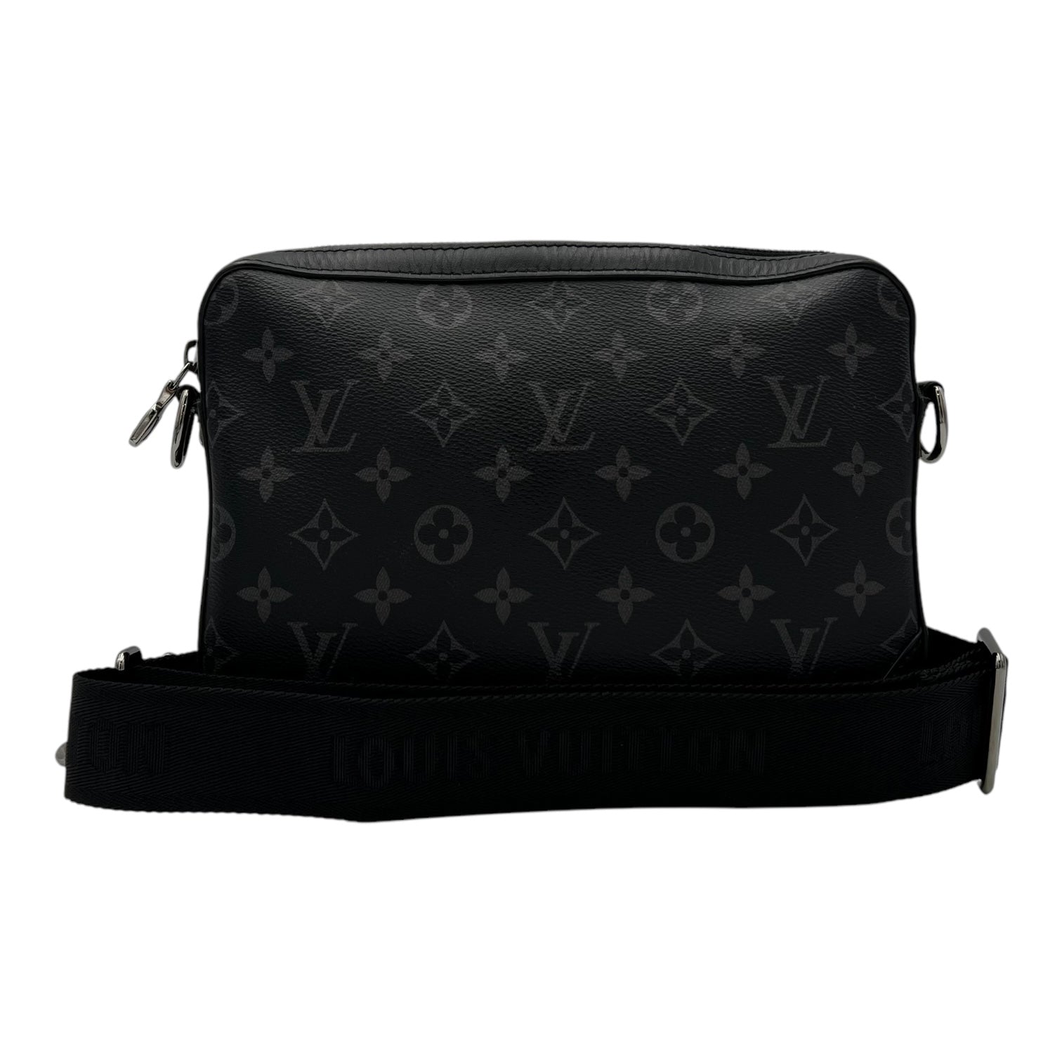 Louis Vuitton Trio Shoulder Bag Black in Monogram Coated Canvas, Silver hardware_8