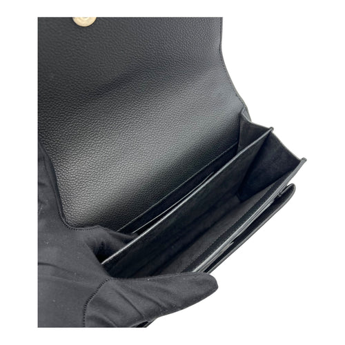 Saint Laurent Sunset Shoulder Bag Black in Calfskin, Silver hardware_8