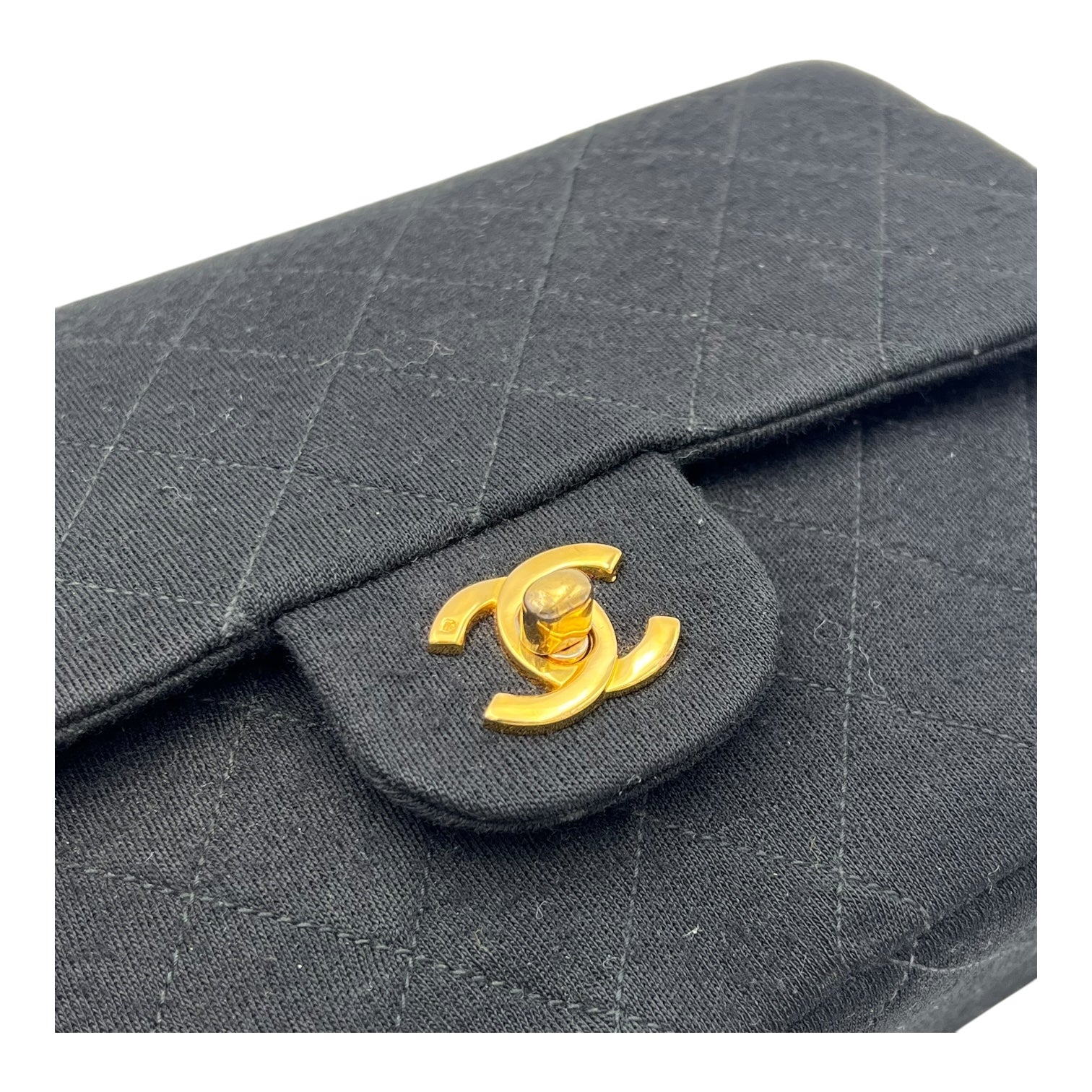 Chanel Classic Shoulder Bag Black in Jersey, Gold hardware_8