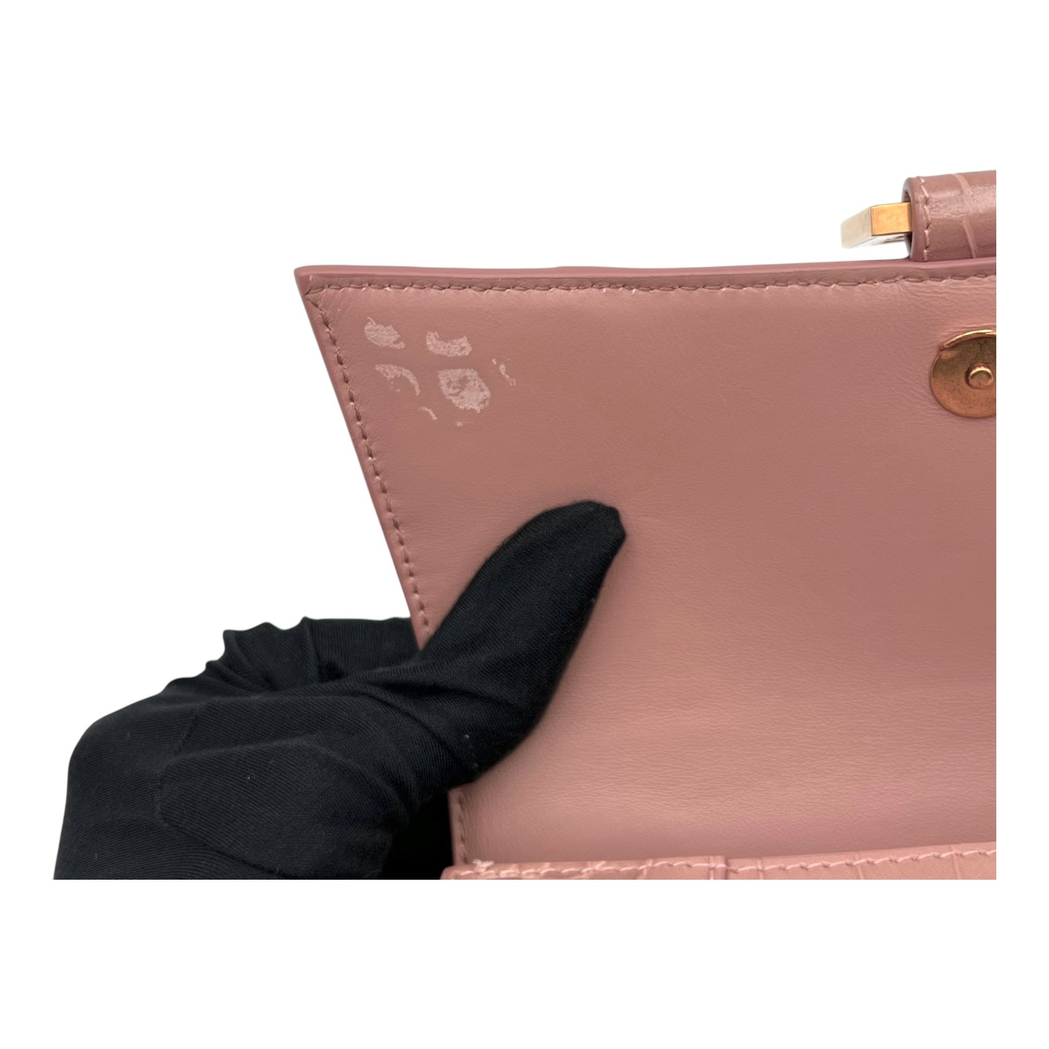 Balenciaga Hourglass Top Handle Bag Beige in Crocodile Embossed Calfskin, Silver hardware_8