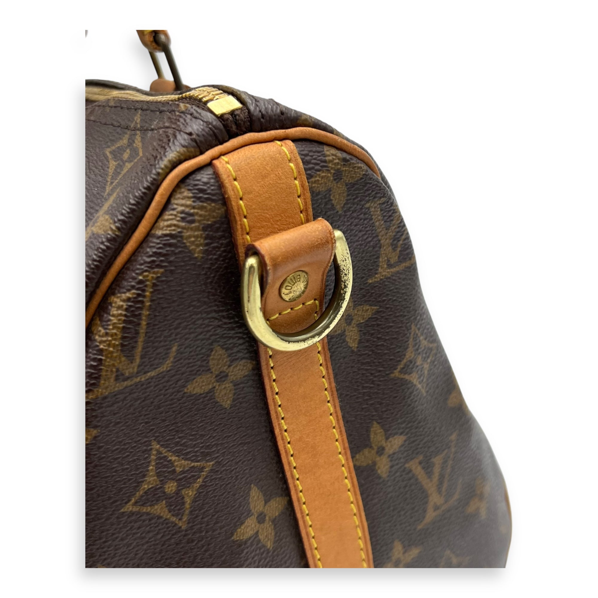 Louis Vuitton Speedy Bandouliere Top Handle Bag 30 Brown in Monogram Coated Canvas, Gold hardware_8
