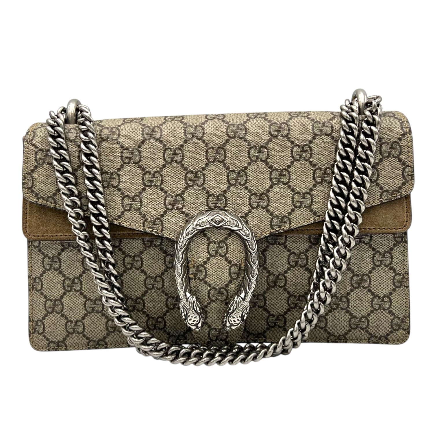 Gucci Dionysus Shoulder Bag Small Brown in Coated Canvas, Silver hardware_8