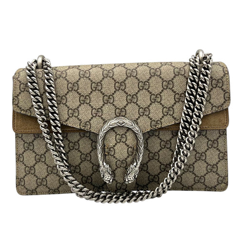 Gucci Dionysus Shoulder Bag Small Brown in Coated Canvas, Silver hardware_8