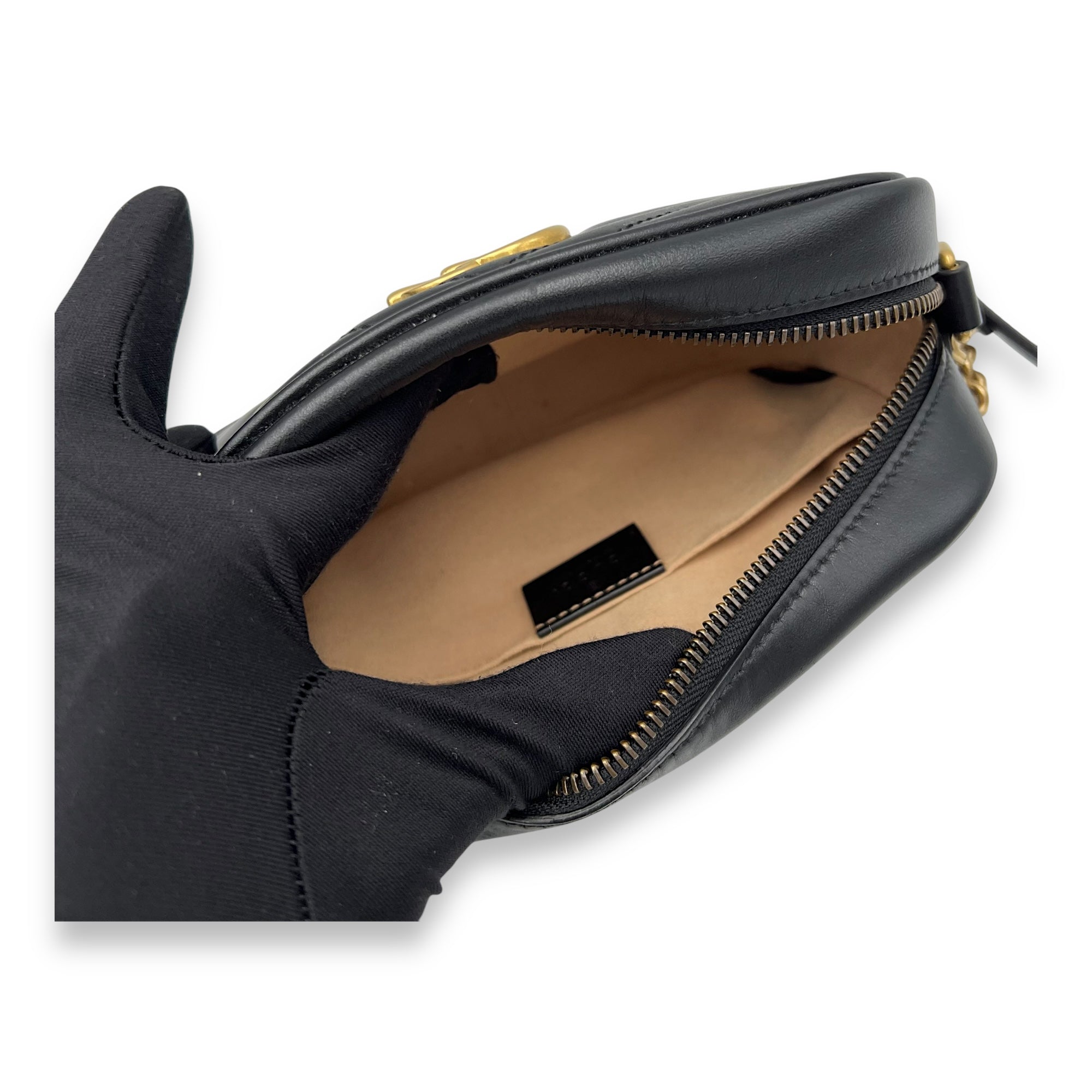 Gucci GG Marmont Crossbody Bag Small Black in Calfskin, Gold hardware_8