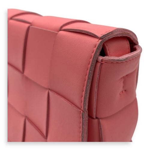 Bottega Veneta Cassette Crossbody Bag Pink in Calfskin, Silver hardware_8