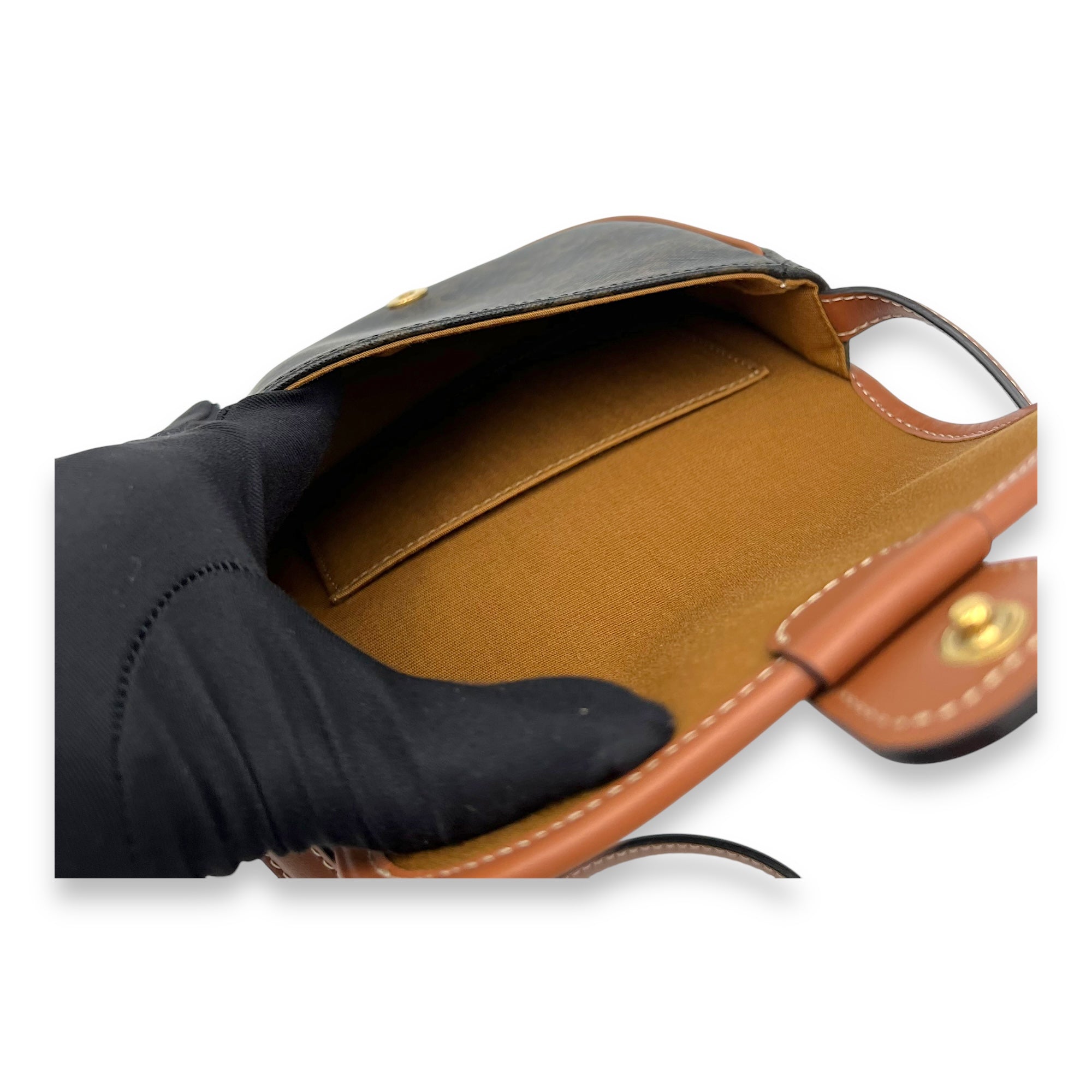 Celine Besace Crossbody Bag Mini Brown in Coated Canvas, Gold hardware_8