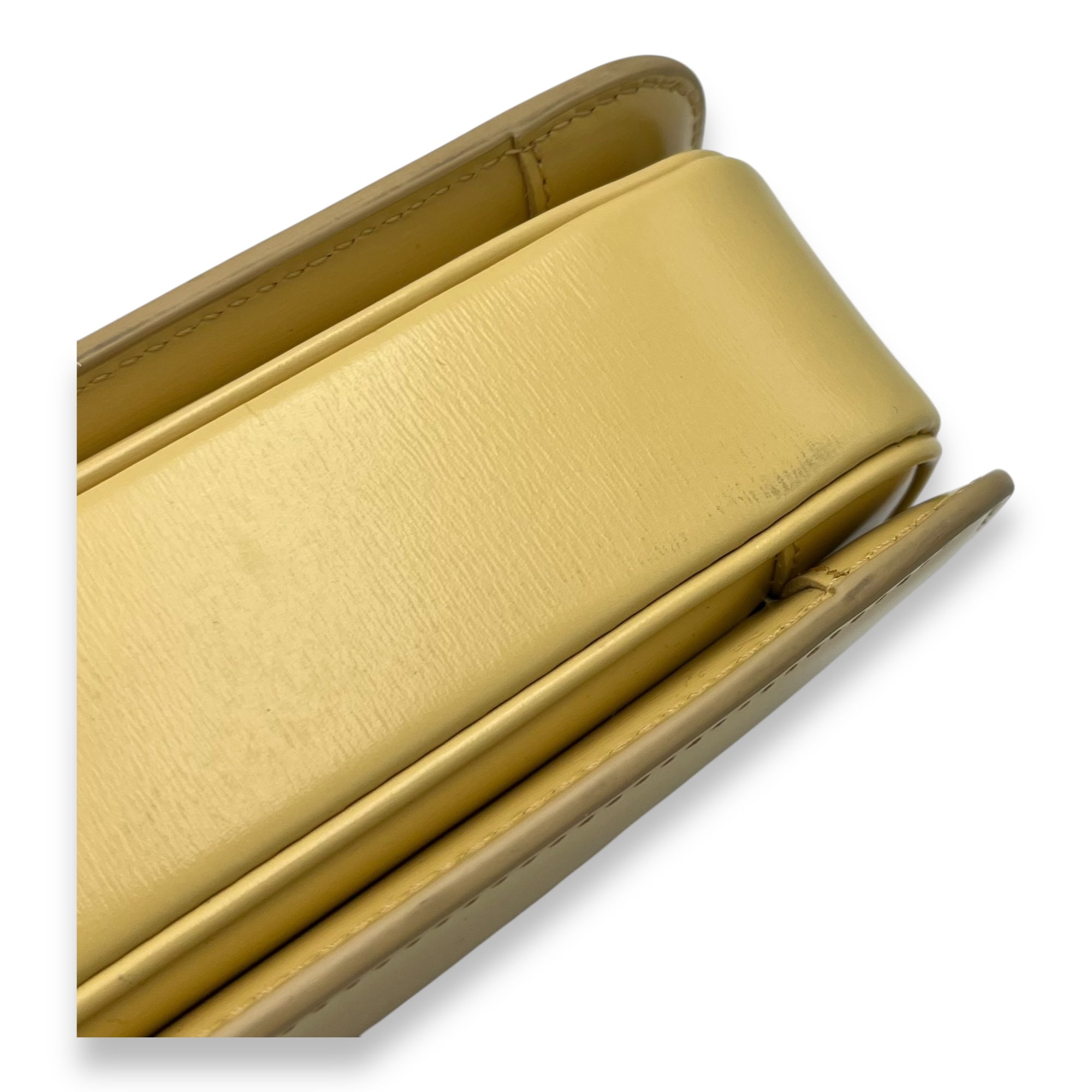 Celine Triomphe Crossbody Bag Teen Yellow in Calfskin, Gold hardware_8