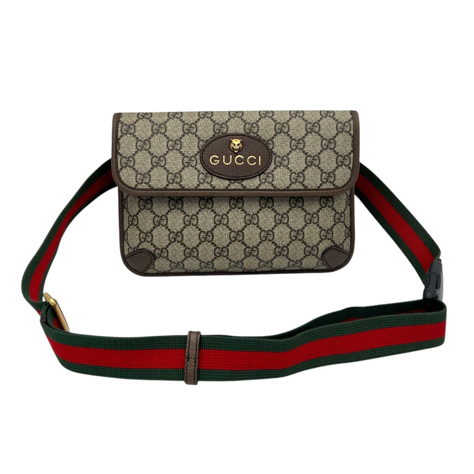 Gucci Ophidia Belt Bag Grey in Coated Canvas, Gold hardware_8