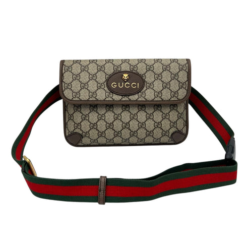 Gucci Ophidia Belt Bag Grey in Coated Canvas, Gold hardware_8