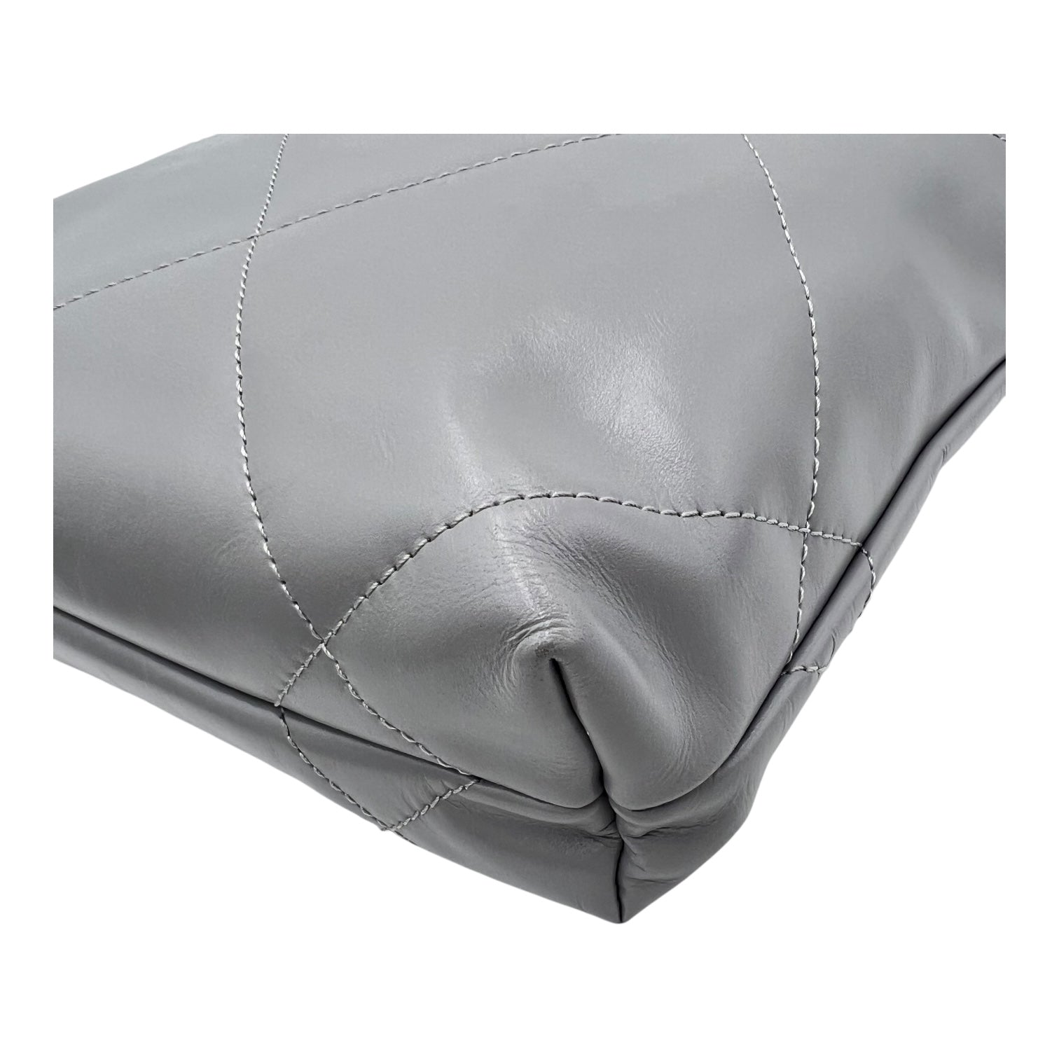 Chanel 22 Tote Crossbody Bag Mini Grey in Calfskin, Silver hardware_8
