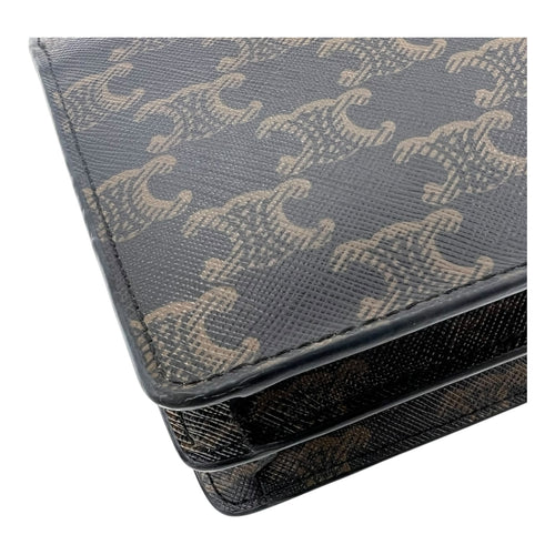 Celine Triomphe Shoulder Bag Brown in Coated Canvas, Gold hardware_8