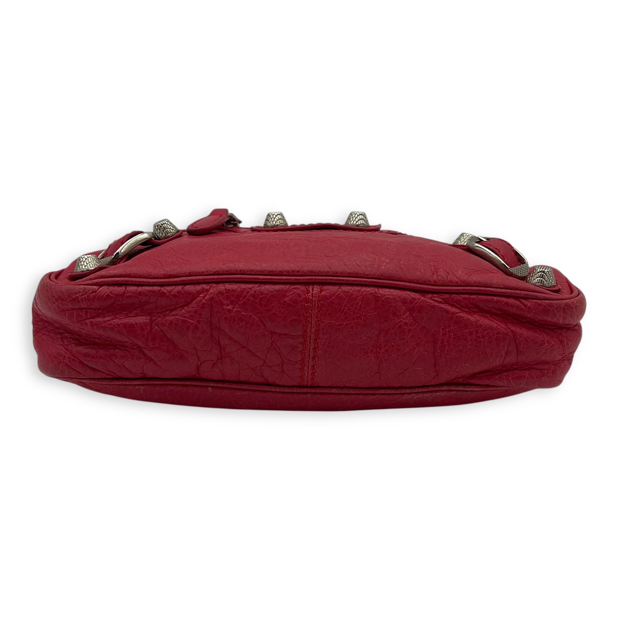Balenciaga Hip Shoulder Bag Pink in Distressed Leather, Silver hardware_5