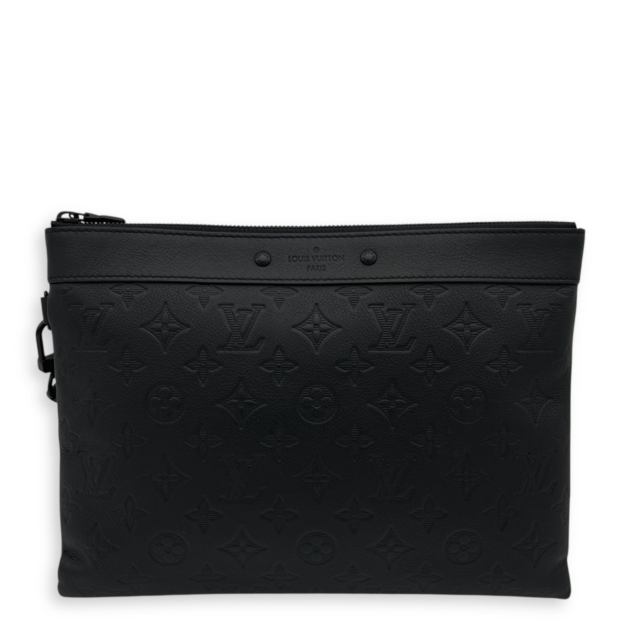Louis Vuitton Logo Pouch Black in Calfskin, Lacquered Metal hardware_1
