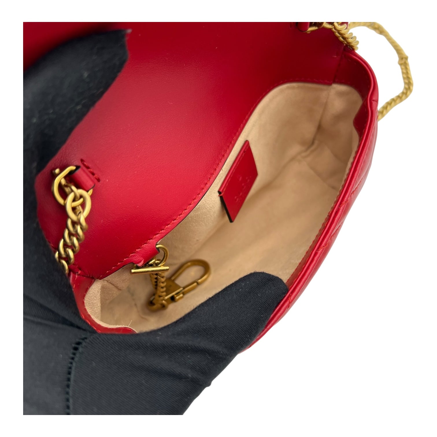 Gucci GG Marmont Crossbody Bag Super Mini Red in Calfskin, Gold hardware_8