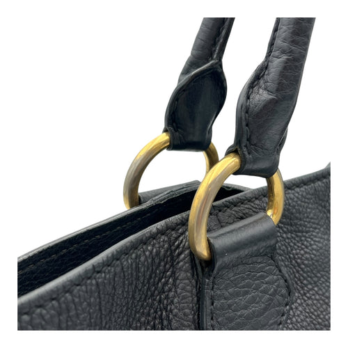 Miu Miu Logo Top Handle Bag Black in Calfskin, Gold hardware_8