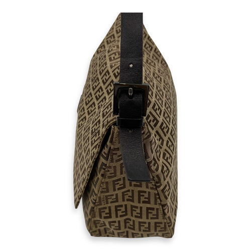 Fendi Baguette Shoulder Bag Brown in Jacquard, Silver hardware_7