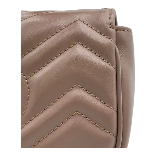 Gucci GG Marmont Shoulder Bag Beige in Calfskin, Gold hardware_7