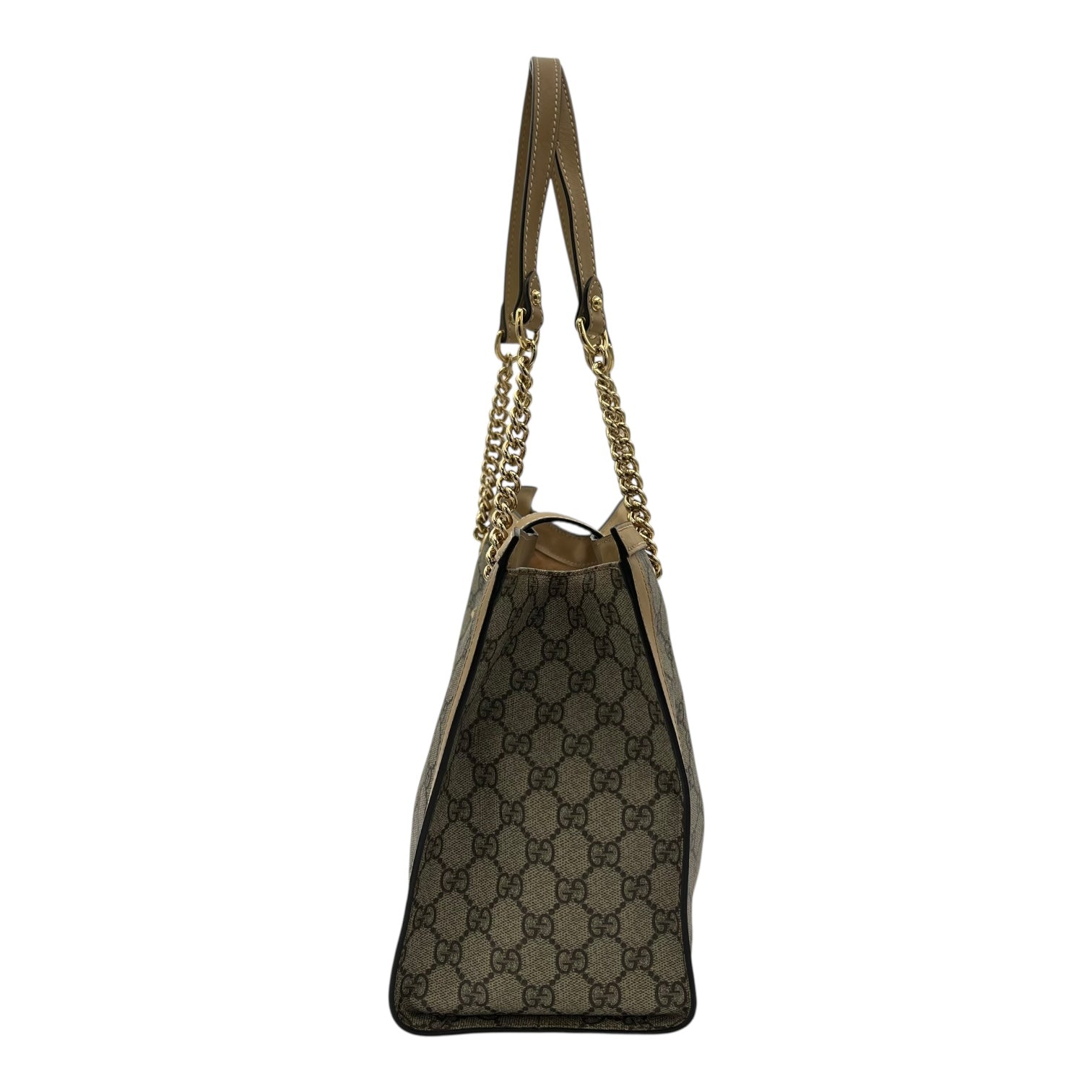 Gucci Padlock Tote Bag Beige in Coated Canvas, Gold hardware_3