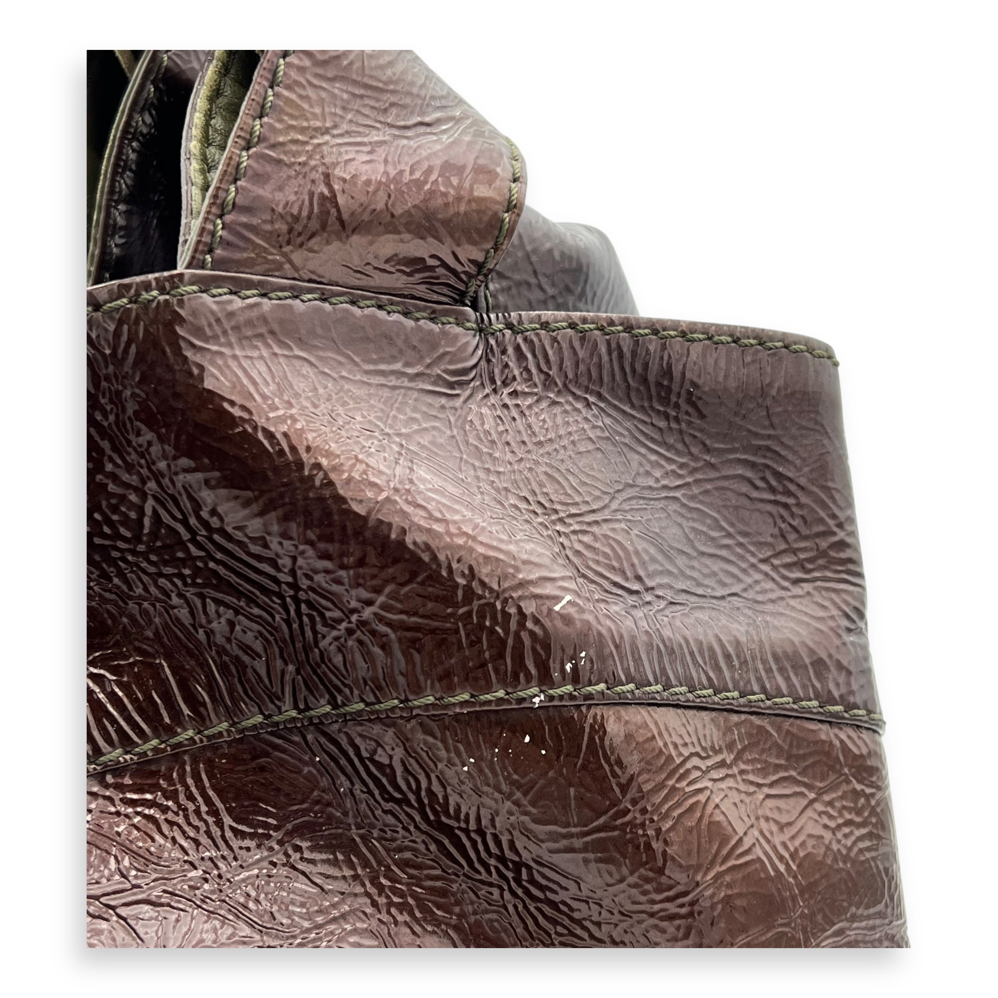 Loewe Aire Top Handle Bag Brown in Distressed Leather, Silver hardware_8