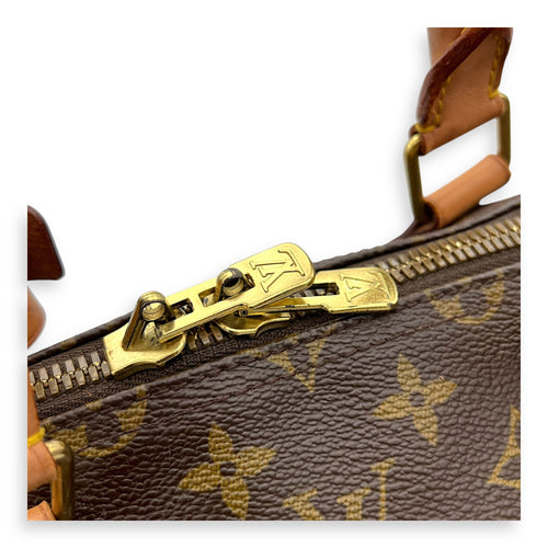 Louis Vuitton Keepall Top Handle Bag 55 Brown in Monogram Coated Canvas, Gold hardware_8