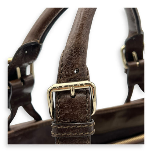Celine Boogie Top Handle Bag Brown in Calfskin, Gold hardware_8