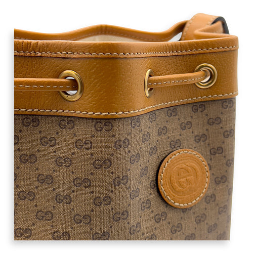 Gucci Disney Bucket Bag Brown in Coated Canvas, Gold hardware_8