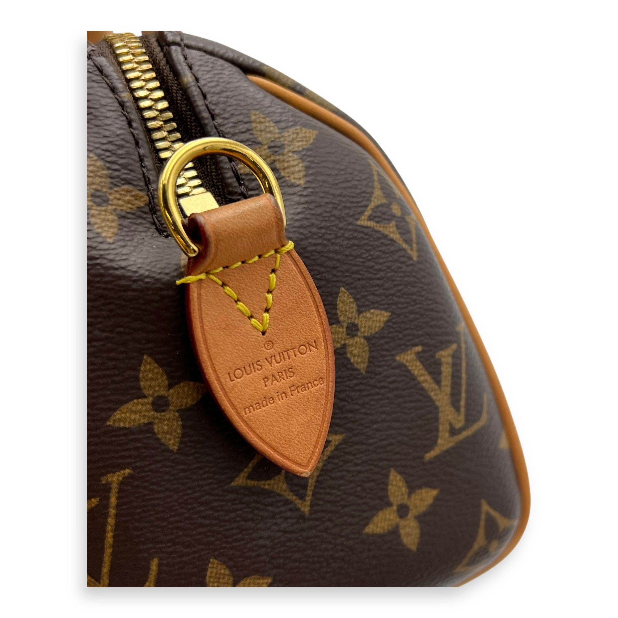 Louis Vuitton Speedy Bandouliere 20 Brown Top Handle Bag in Monogram Coated Canvas, Gold hardware_8
