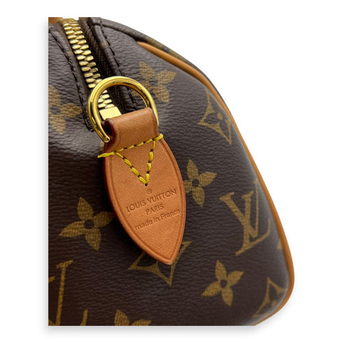 Louis Vuitton Speedy Bandouliere 20 Brown Top Handle Bag in Monogram Coated Canvas, Gold hardware_8