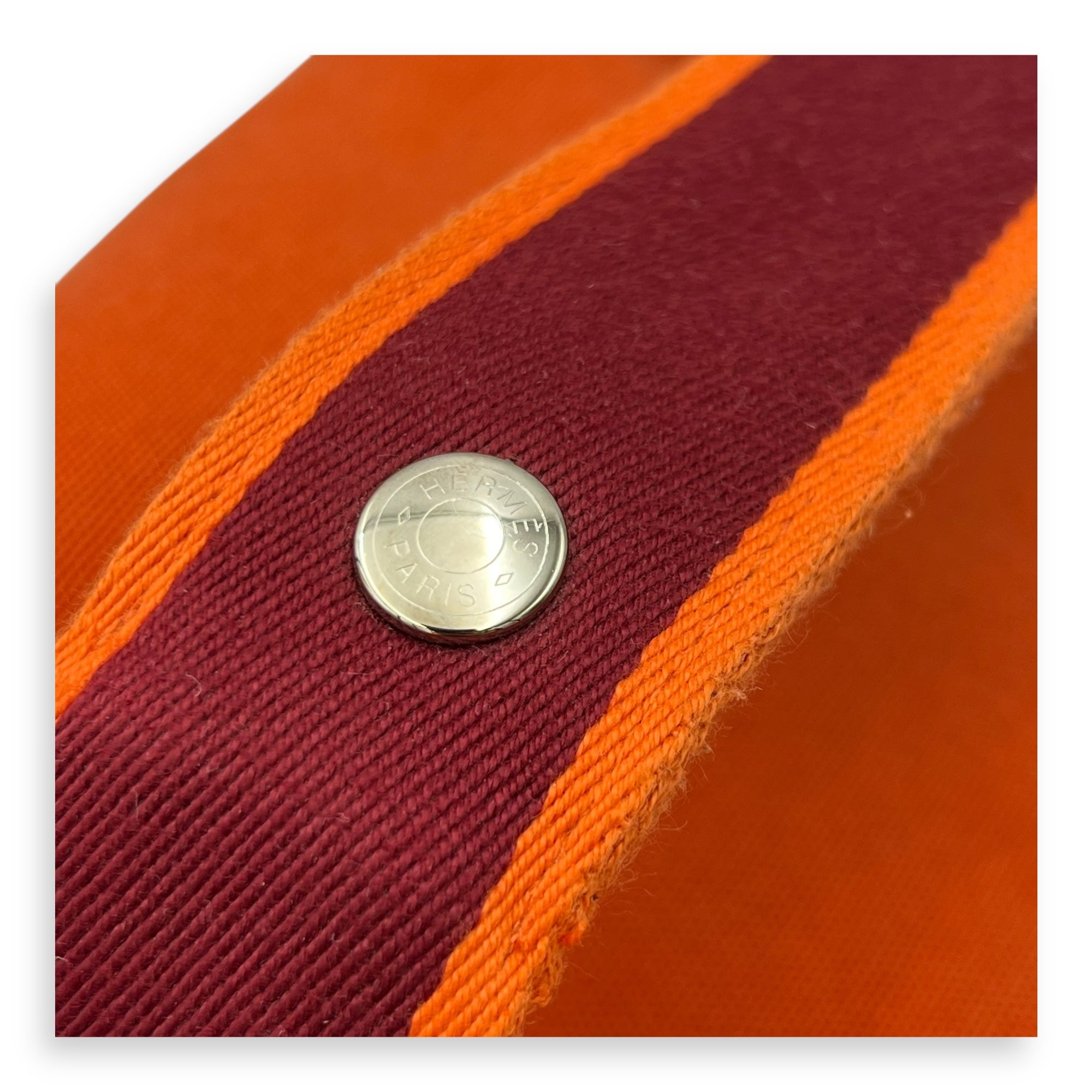 Hermès bride a brac GM Orange Pouch in Canvas, Silver hardware_8