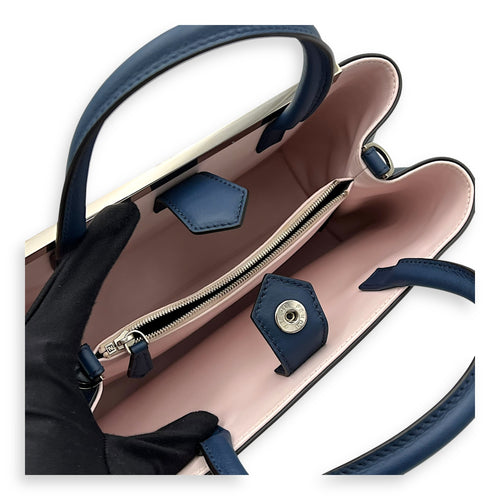 Fendi 2 jours Top Handle Bag Blue in Calfskin, Silver hardware_8