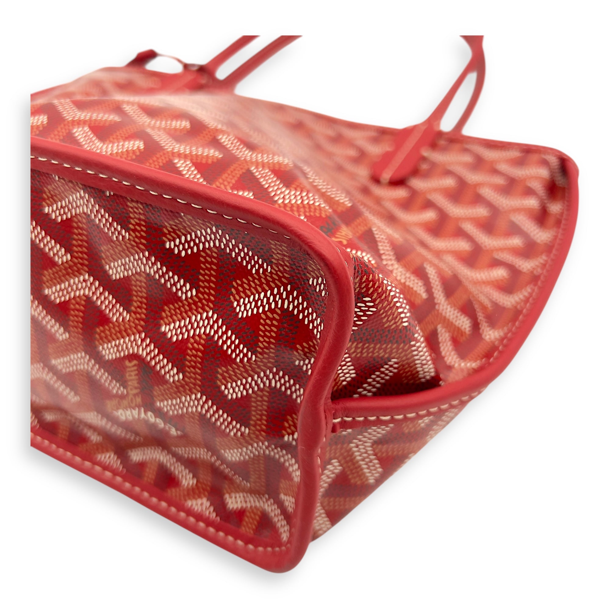 Goyard Anjou Tote Bag Mini Red in Coated Canvas, Silver hardware_6
