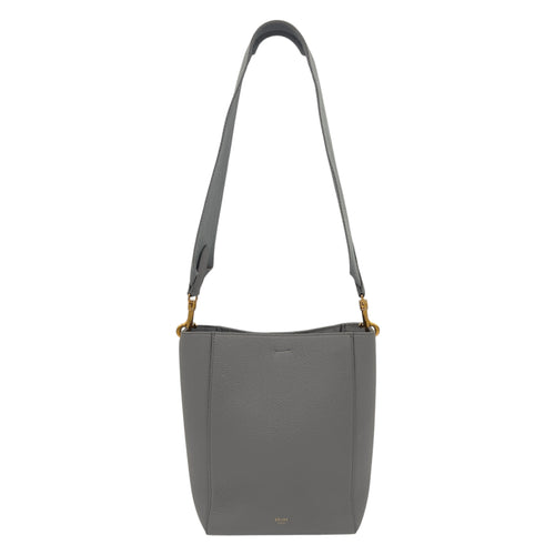 Celine Sangle Shoulder Bag Grey in Calfskin, Gold hardware_8